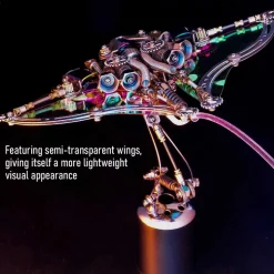 Mechanical Manta Ray 3D Steampunk Metal Kits with Bright Eyes and Translucent Wings