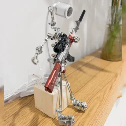 Metallic Silver Large 3D Steampunk DIY Robot Lighting with Weapons