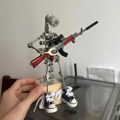 Metallic Silver Large 3D Steampunk DIY Robot Lighting with Weapons