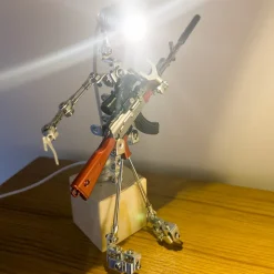 Metallic Silver Large 3D Steampunk DIY Robot Lighting with Weapons