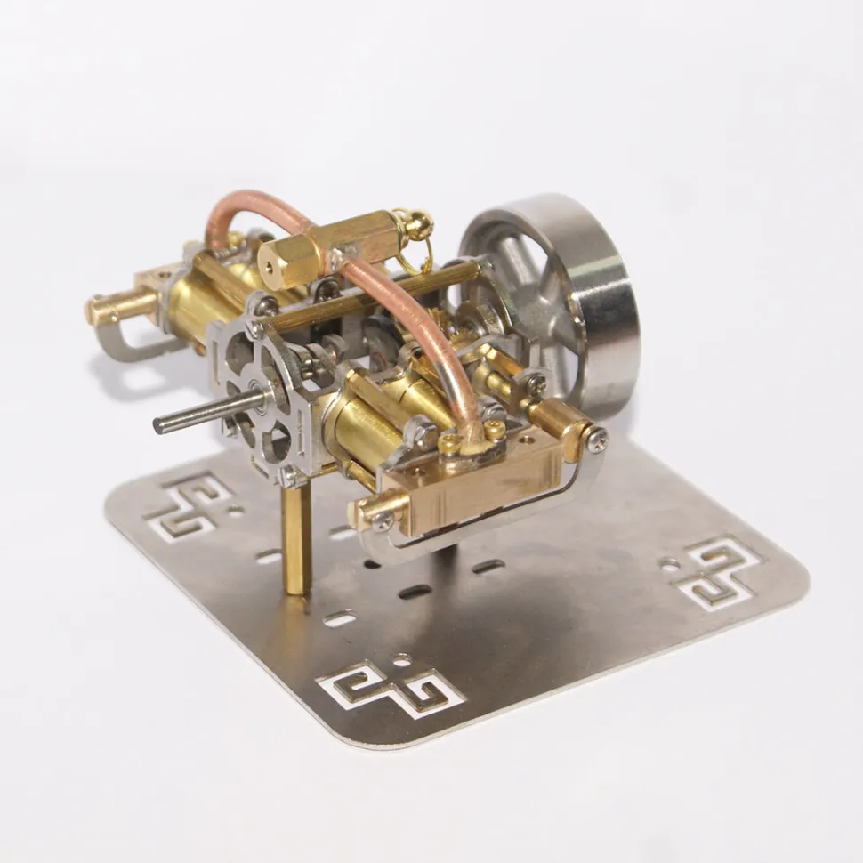 Mini 4 Cylinders Horizontally Opposed Steam Engine Model without Boiler for Model Ship Gift Collection - Enginediy