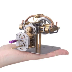 Mini Horizontally Opposed 4-Cylinder Steam Engine Model With Gearbox For Small Steam Model Ship