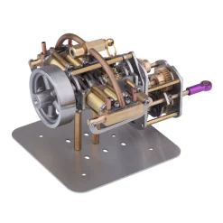 Mini Horizontally Opposed 4-Cylinder Steam Engine Model With Gearbox For Small Steam Model Ship