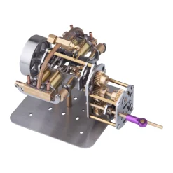 Mini Horizontally Opposed 4-Cylinder Steam Engine Model With Gearbox For Small Steam Model Ship