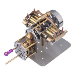Mini Horizontally Opposed 4-Cylinder Steam Engine Model With Gearbox For Small Steam Model Ship