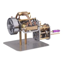 Mini Horizontally Opposed 4-Cylinder Steam Engine Model With Gearbox For Small Steam Model Ship
