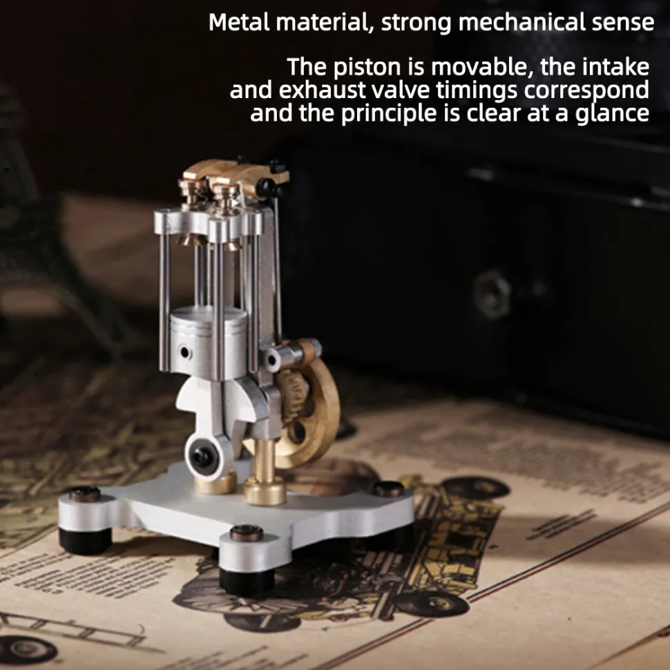 Mini Metal Mechanical 4-stroke Internal Combustion Engine Model Toy for Educational Experimental Science Demonstration