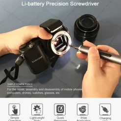Mini Precision Electric Screwdriver DIY Tools Set with LED Light for Models & Electronics (Frosted)