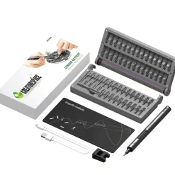 Mini Precision Electric Screwdriver DIY Tools Set with LED Light for Models & Electronics (Frosted)
