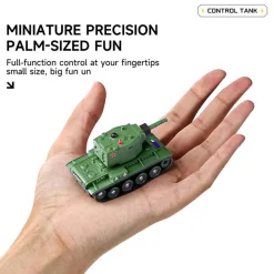 Mini RC Battle Tank Model with Infrared Combat Mode, Rotating Turret and Track Drive 1/64 Scale 2.4G