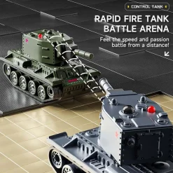 Mini RC Battle Tank Model with Infrared Combat Mode, Rotating Turret and Track Drive 1/64 Scale 2.4G