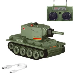 Mini RC Battle Tank Model with Infrared Combat Mode, Rotating Turret and Track Drive 1/64 Scale 2.4G