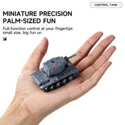 Mini RC Battle Tank Model with Infrared Combat Mode, Rotating Turret and Track Drive 1/64 Scale 2.4G