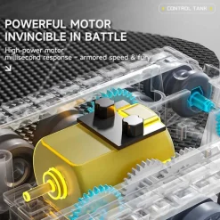 Mini RC Battle Tank Model with Infrared Combat Mode, Rotating Turret and Track Drive 1/64 Scale 2.4G