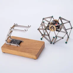 Mini Strandbeest Metal Mechanical Gear-Driven Walking Strandbeest Model with Stand Base for Experimental Science Demonstration