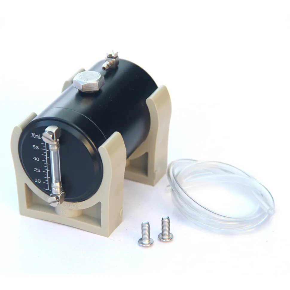 70ml Metal Oil Tank Fuel Container with Oil Level Display and 2 x 4mm Oil Pipe for Engine Model / Gasoline Powered RC Cars Boats