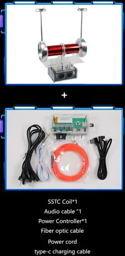 Music Tesla Coil Ambipolarity SSTC Singing Plasma Loudspeaker Artificial Lightning Magnetic Storm Coil Experiment Model