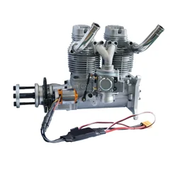 NGH GF60i2-E 60cc Inline Twin-Cylinder Four-Stroke Air-Cooled Gasoline Engine Model with Electric Starter for Fixed-Wing RC Airplanes