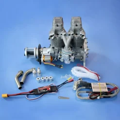 NGH GF60i2-E 60cc Inline Twin-Cylinder Four-Stroke Air-Cooled Gasoline Engine Model with Electric Starter for Fixed-Wing RC Airplanes