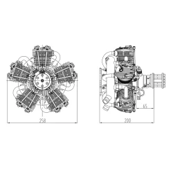 NGH GF150R5 150cc Radial Engine Five-cylinder Four-stroke Air-cooled Gasoline Engine Model for Fixed-Wing RC Airplanes