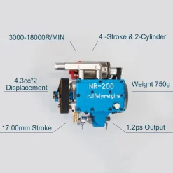 NR200 8.6cc Inline 2 Cylinder 4 Stroke Water-cooled Engine with Original Starter Kit