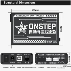 ONSTEP Auto GOTO Upgrade Kit PRO+, 12V DC 5.5×2.1 Input, Comaptible with EO3D/EXOS2 Equitorial Mount