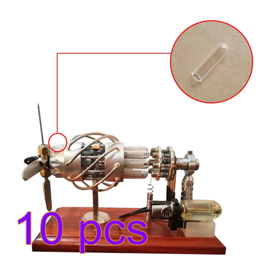 10Pack Cold Cylinder Quartz Glass Tube for Swashplate 16-cylinder Stirling Engine Model