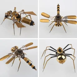 250+Pcs Mechanical Metal Model Kit Assembly Toy - (Spider + Dragonfly + Wasp)