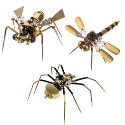 250+Pcs Mechanical Metal Model Kit Assembly Toy - (Spider + Dragonfly + Wasp)