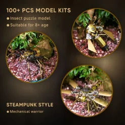 250+Pcs Mechanical Metal Model Kit Assembly Toy - (Spider + Dragonfly + Wasp)