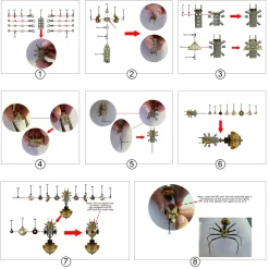 250+Pcs Mechanical Metal Model Kit Assembly Toy - (Spider + Dragonfly + Wasp)