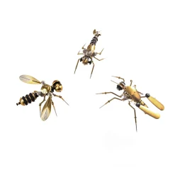 270Pcs Steampunk Insect Metal Model Kits Mechanical Crafts for Home Decor - Mosquito + Deck Insect + Bee Trinity