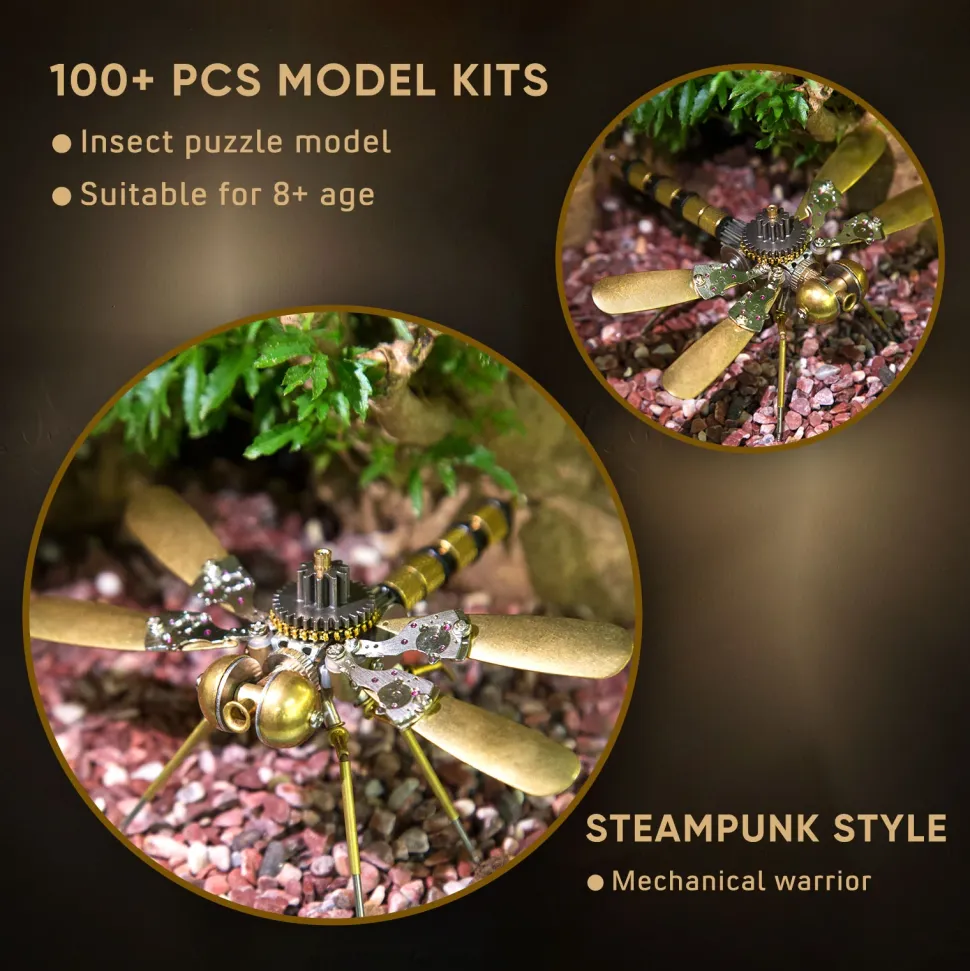 80Pcs Steampunk Insect Metal Model Kits Mechanical Crafts for Home Decor - Dragonfly