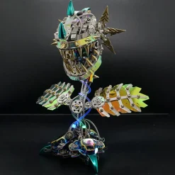 Piranha Plant Flower 3D Metal Mechanical Puzzle Model Kit with LED Lights-400 Pieces