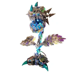 Piranha Plant Flower 3D Metal Mechanical Puzzle Model Kit with LED Lights-400 Pieces