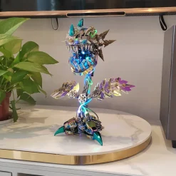 Piranha Plant Flower 3D Metal Mechanical Puzzle Model Kit with LED Lights-400 Pieces