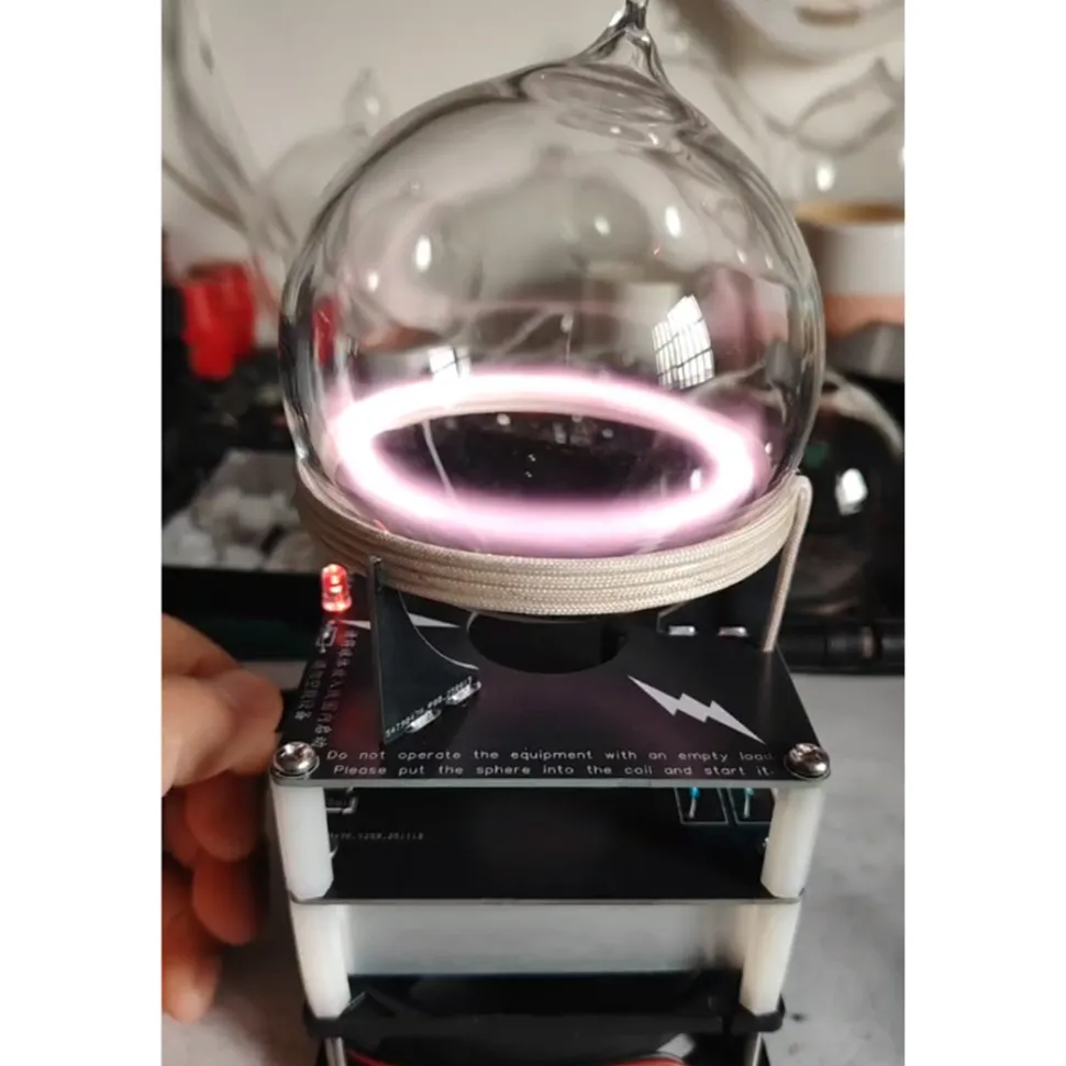 Plasma Energy Light Sphere, Magnetic Field Neon Gas Display Lamp Ring Plasma Sphere-Interactive Science Desk Toy