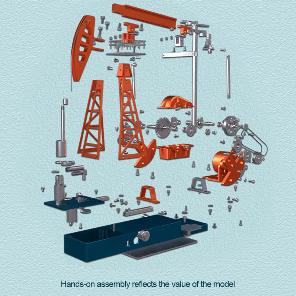 Pumping Unit that Works - Oil Pump Jack Model Kit - TECHING 3D Metal Oilfield Working Equipment with Light Oil Rig Educational Toys Collection 219Pcs