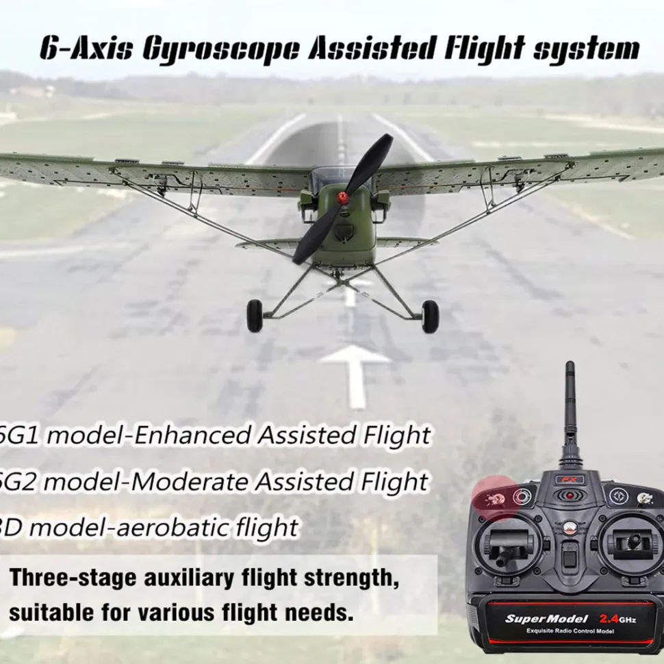 1/16 RC Airplane WWII PIPER J-3 CUB RC 4CH Brushless Fixed-wing Aircraft Model Military Plane Toy (RTF Version)