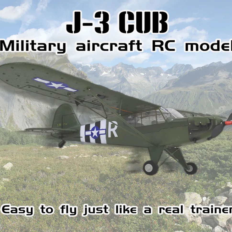 1/16 RC Airplane WWII PIPER J-3 CUB RC 4CH Brushless Fixed-wing Aircraft Model Military Plane Toy (RTF Version)