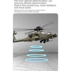 RC ERA C170 AH-64D 1/48 Scale 2.4G 6CH Flybarless Military RC Helicopter Model With Optical Flow Positioning, TOF Altitude Hold, One-Key Inverted Flight and Brushless Motor (RTF Version)
