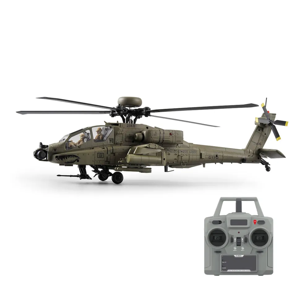 RC ERA C170 AH-64D 1/48 Scale 2.4G 6CH Flybarless Military RC Helicopter Model With Optical Flow Positioning, TOF Altitude Hold, One-Key Inverted Flight and Brushless Motor (RTF Version)