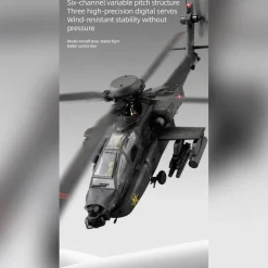 RC ERA C170 AH-64D 1/48 Scale 2.4G 6CH Flybarless Military RC Helicopter Model With Optical Flow Positioning, TOF Altitude Hold, One-Key Inverted Flight and Brushless Motor (RTF Version)