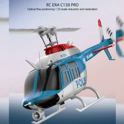 RC ERA C138PRO 1/33 Scale Bell 206 2.4G 6CH Flybarless Single-Rotor RC Helicopter Model with One-Touch Inverted Flight (RTF Version/Police Livery)