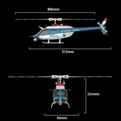 RC ERA C138PRO 1/33 Scale Bell 206 2.4G 6CH Flybarless Single-Rotor RC Helicopter Model with One-Touch Inverted Flight (RTF Version/Police Livery)