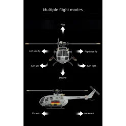RC ERA C186S BO105 1/48 Scale 2.4G 6CH Single-Rotor Flybarless Realistic Intelligent RC Helicopter Model with Barometric Altitude Hold, Optical Flow Positioning, One-Key TOL & Missile Mounting Rack (RTF)