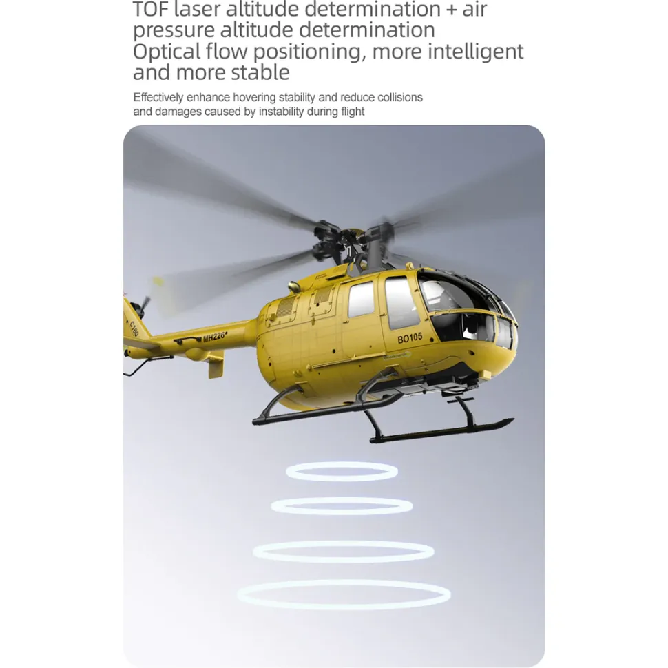 RC ERA C180 1/25 Scale 2.4G 6CH Single Rotor Flybarless RC Helicopter Model with Barometer, TOF LiDAR Altitude Hold & Optical Flow Positioning (RTF Version)
