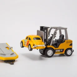 RC Forklift Remote Control Forklift With Flatbed Trailer Pullback Car 1/64 Scale 2.4G Kids Toy