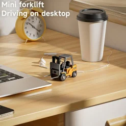 RC Forklift Remote Control Forklift With Flatbed Trailer Pullback Car 1/64 Scale 2.4G Kids Toy