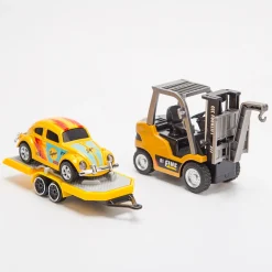 RC Forklift Remote Control Forklift With Flatbed Trailer Pullback Car 1/64 Scale 2.4G Kids Toy